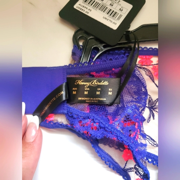 Honey Birdette Whitney Suspender Sapphire/Pink - Picture 7 of 9